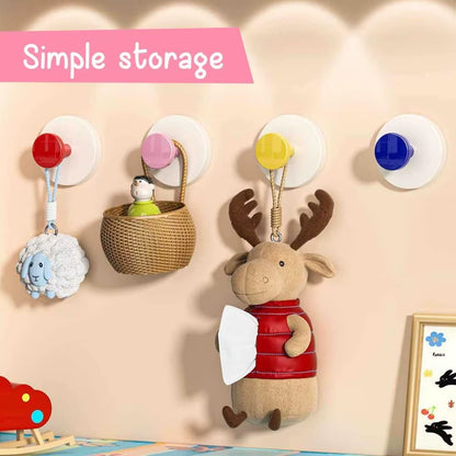 Suction Cup Hooks 2025 Upgrade Reusable Heavy Duty Vacuum Suction Cups with No Drill Hook Colorful Hooks for Shower Bathroom