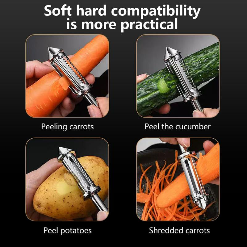 Vegetable Peeler,Stainless Steel 2 in 1 Julienne Vegetable Peeler,Ultra Sharp Potato Peelers for Kitchen, Premium Veggie Fruit Peeler, Carrot Peeler, Rotary Serrated Blade, Thickened Non-Slip Ergonomic Handle