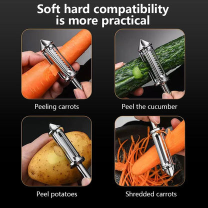 Vegetable Peeler,Stainless Steel 2 in 1 Julienne Vegetable Peeler,Ultra Sharp Potato Peelers for Kitchen, Premium Veggie Fruit Peeler, Carrot Peeler, Rotary Serrated Blade, Thickened Non-Slip Ergonomic Handle