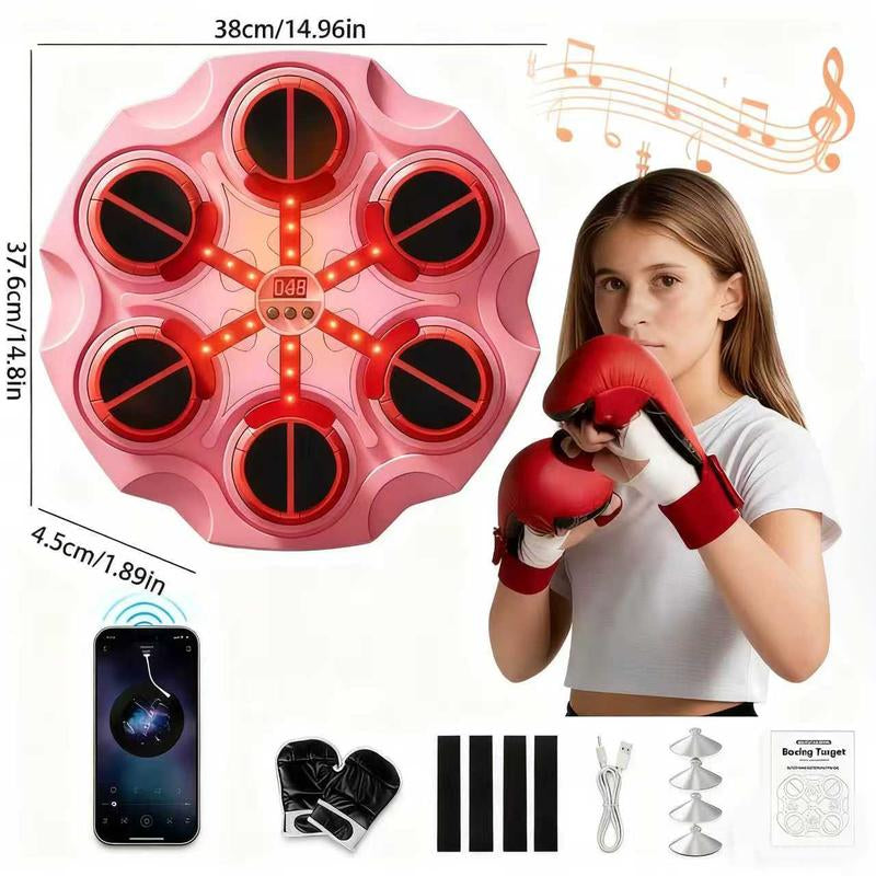 Music Boxing Machine with Boxing Gloves Controllable Sound Level with LED Electronic Wall Mounted Smart Control Boxing Machine, Musical Boxing Target Workout Punching Equipment，Christmas Gift