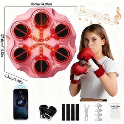 Music Boxing Machine with Boxing Gloves Controllable Sound Level with LED Electronic Wall Mounted Smart Control Boxing Machine, Musical Boxing Target Workout Punching Equipment，Christmas Gift