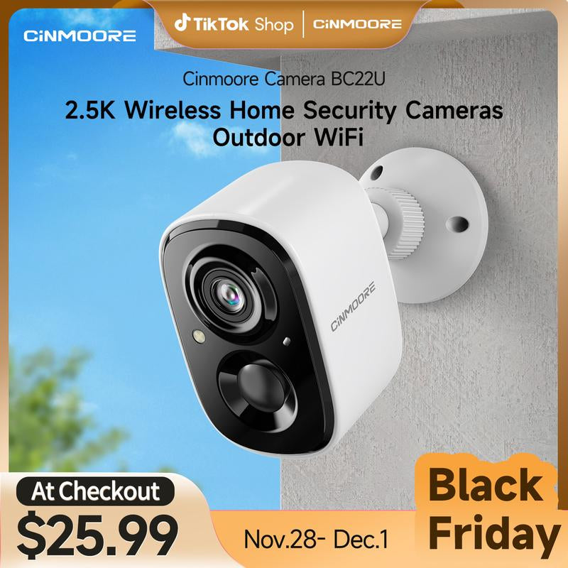 【FLASH SALES】CINMOORE Outdoor/Indoor Magnetic Wireless Camera 2.5K Free Install Smart Garage Security Camera – HD Video, Night Vision, Motion Detection, Magnetic, Wi-Fi, Two-Way Audio, Smartphone Control Lens