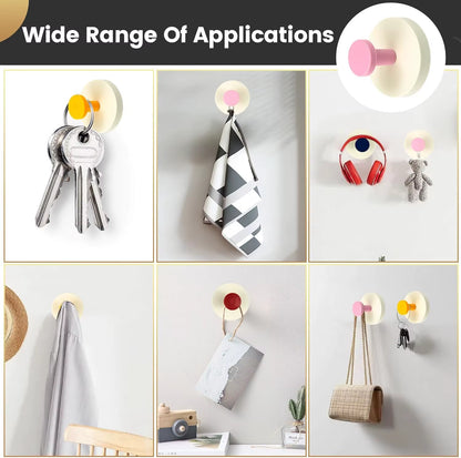 Suction Cup Hooks 2025 Upgrade Reusable Heavy Duty Vacuum Suction Cups with No Drill Hook Colorful Hooks for Shower Bathroom