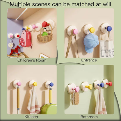 Suction Cup Hooks 2025 Upgrade Reusable Heavy Duty Vacuum Suction Cups with No Drill Hook Colorful Hooks for Shower Bathroom
