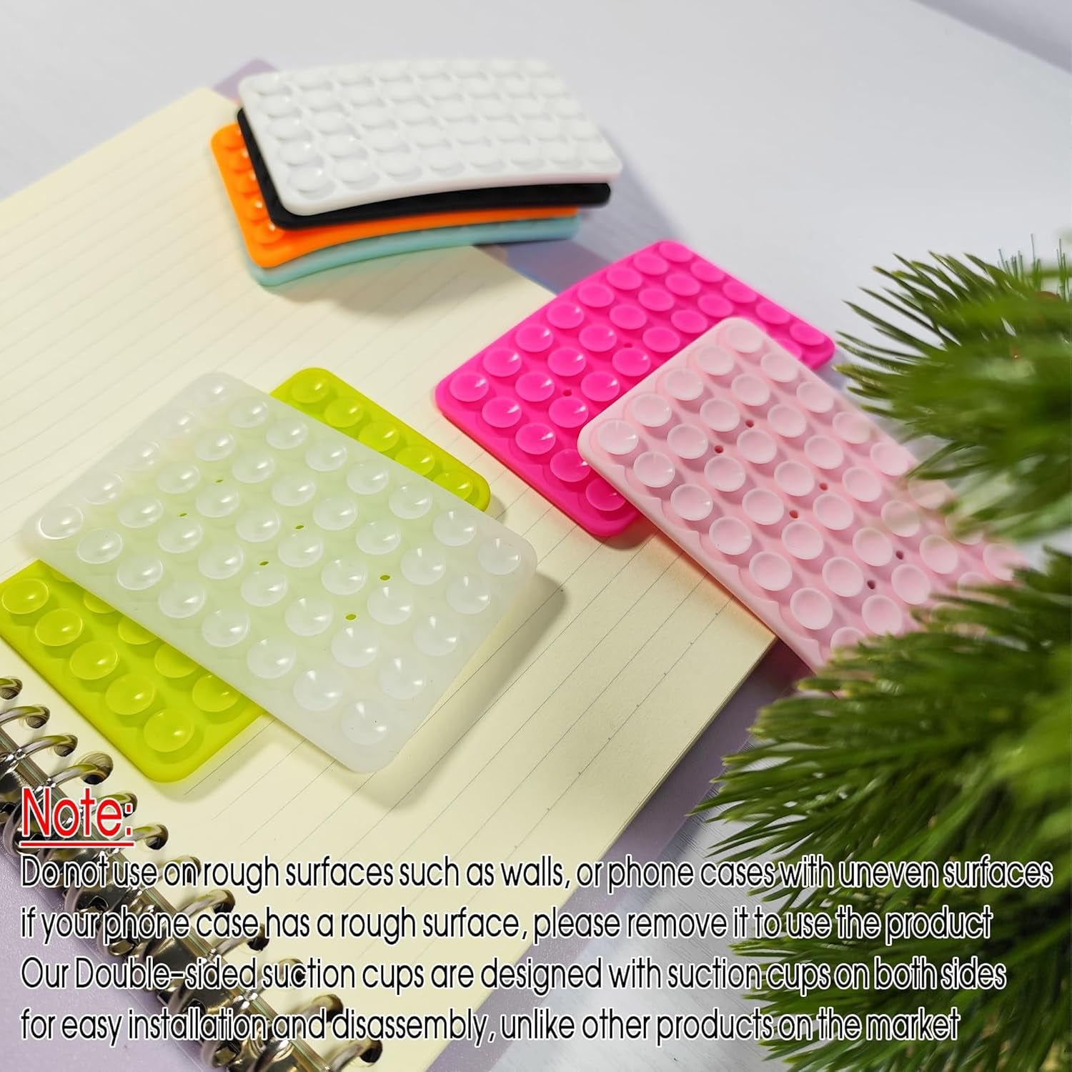 Suction Cup Mount, Double Sided Silicone Case, Sticky Grip for Iphone and Android, Hands-Free Fidget Toy Mirror Shower Phone Holder for Selfies and Videos (Baby Blue)