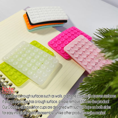 Suction Cup Mount, Double Sided Silicone Case, Sticky Grip for Iphone and Android, Hands-Free Fidget Toy Mirror Shower Phone Holder for Selfies and Videos (Baby Blue)