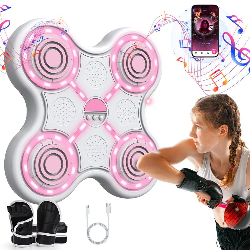 Music Boxing Machine with Boxing Gloves Controllable Sound Level with LED Electronic Wall Mounted Smart Control Boxing Machine, Musical Boxing Target Workout Punching Equipment，Christmas Gift
