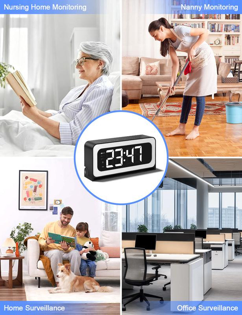 Wifi Surveillance Camera - 1080P HD Wireless Camera Clock , Night Vision, Motion Detection, Loop Recording, 2.4Ghz Wifi Connectivity, Battery Powered, Remote Real-Time Viewing, Perfect for Home, Office, Warehouse Monitoring