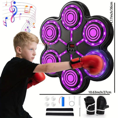 Music Boxing Machine with Boxing Gloves Controllable Sound Level with LED Electronic Wall Mounted Smart Control Boxing Machine, Musical Boxing Target Workout Punching Equipment，Christmas Gift
