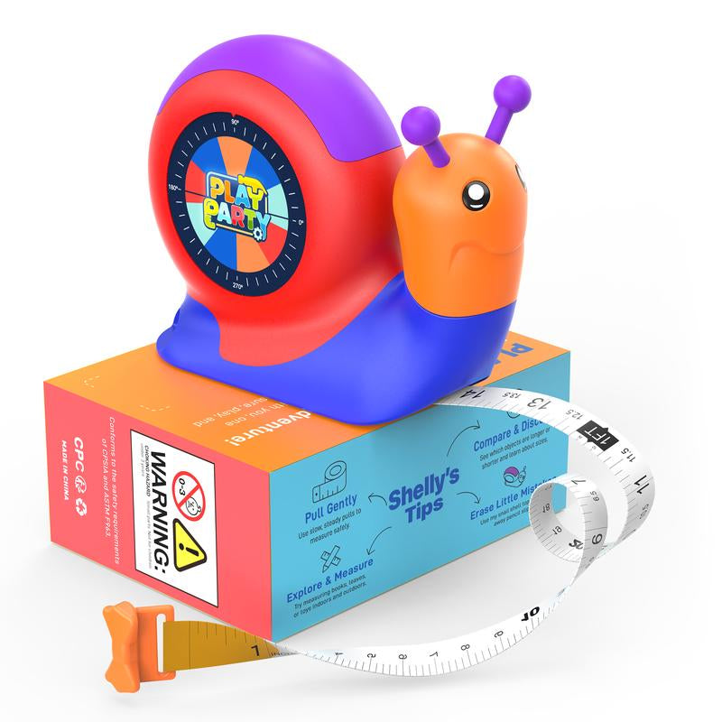 8FT Tape Measure for Kids, STEM Educational Tool with Level, Protractor and Eraser, Retractable Snail Shaped Measuring Tapes, Child-Safe Gift for Boys & Girls 3+