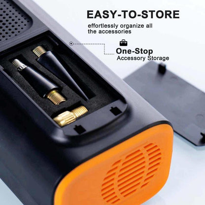 Portable Tire Inflator 150PSI High-Pressure Smart ON/OFF Hose Design Lightweight Cordless 4+N Autostop Modes Pump for Cars Bicycles Motorcycles & Balls with USB Cable and Nozzles Automotive Vehicle Tool