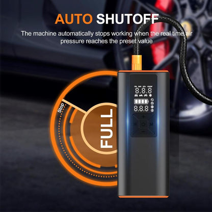 Portable Tire Inflator 150PSI High-Pressure Smart ON/OFF Hose Design Lightweight Cordless 4+N Autostop Modes Pump for Cars Bicycles Motorcycles & Balls with USB Cable and Nozzles Automotive Vehicle Tool