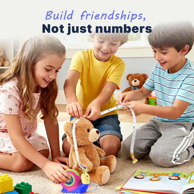 8FT Tape Measure for Kids, STEM Educational Tool with Level, Protractor and Eraser, Retractable Snail Shaped Measuring Tapes, Child-Safe Gift for Boys & Girls 3+