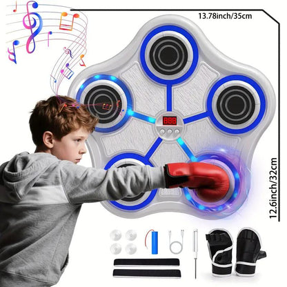 Music Boxing Machine with Boxing Gloves Controllable Sound Level with LED Electronic Wall Mounted Smart Control Boxing Machine, Musical Boxing Target Workout Punching Equipment，Christmas Gift