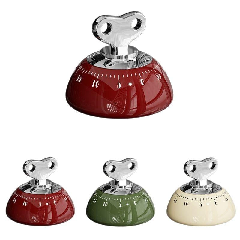 Kitchen Timer with Magnetic Attachment, Elegant Vintage 60-Minute Countdown & Audible Alarm, Countdown Timer for Cooking Office Tasks Study Sessions (White&Red&Green)