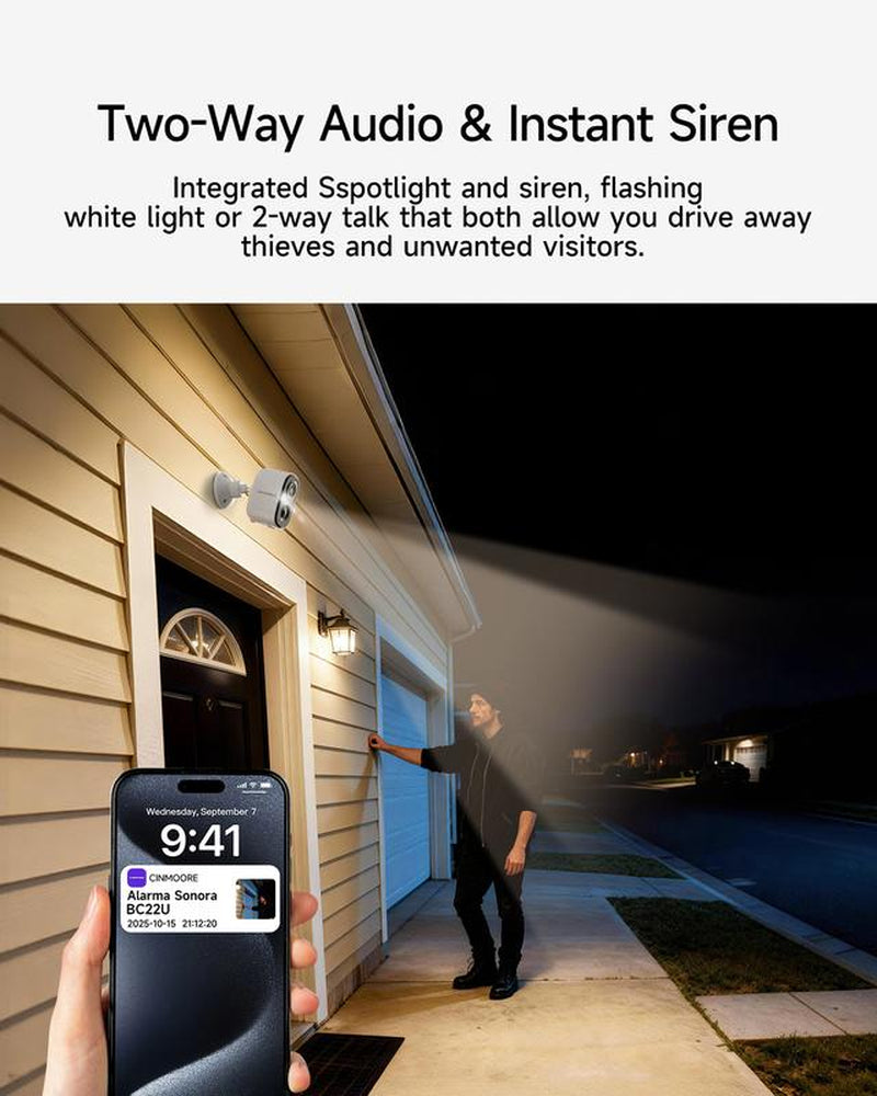 【FLASH SALES】CINMOORE Outdoor/Indoor Magnetic Wireless Camera 2.5K Free Install Smart Garage Security Camera – HD Video, Night Vision, Motion Detection, Magnetic, Wi-Fi, Two-Way Audio, Smartphone Control Lens