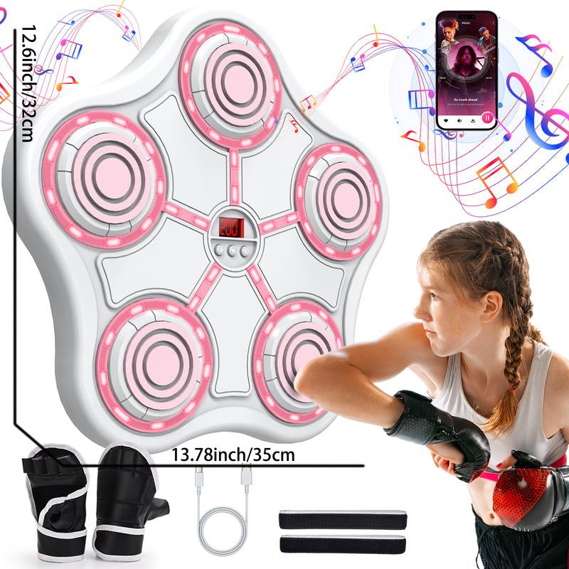 Music Boxing Machine with Boxing Gloves Controllable Sound Level with LED Electronic Wall Mounted Smart Control Boxing Machine, Musical Boxing Target Workout Punching Equipment，Christmas Gift