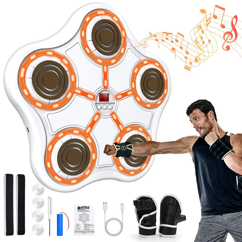 Music Boxing Machine with Boxing Gloves Controllable Sound Level with LED Electronic Wall Mounted Smart Control Boxing Machine, Musical Boxing Target Workout Punching Equipment，Christmas Gift