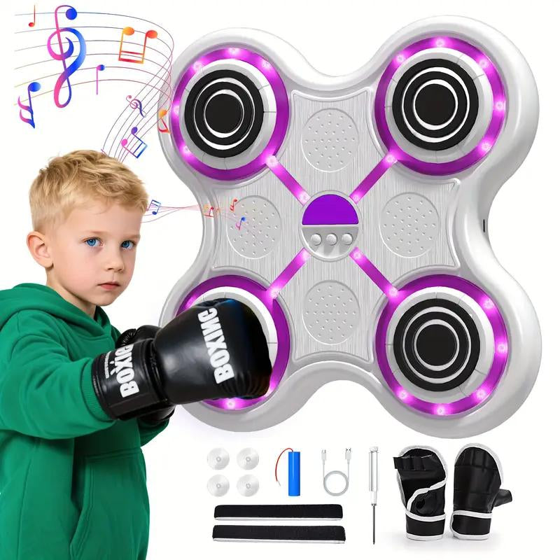 Music Boxing Machine with Boxing Gloves Controllable Sound Level with LED Electronic Wall Mounted Smart Control Boxing Machine, Musical Boxing Target Workout Punching Equipment，Christmas Gift