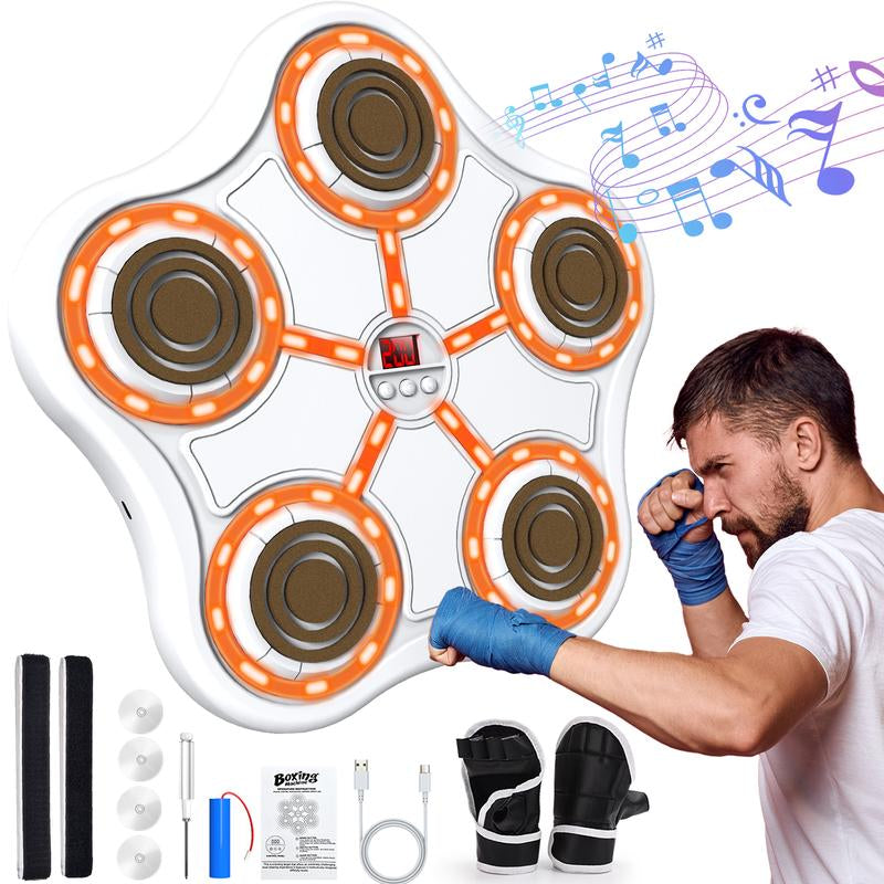 Music Boxing Machine with Boxing Gloves Controllable Sound Level with LED Electronic Wall Mounted Smart Control Boxing Machine, Musical Boxing Target Workout Punching Equipment，Christmas Gift